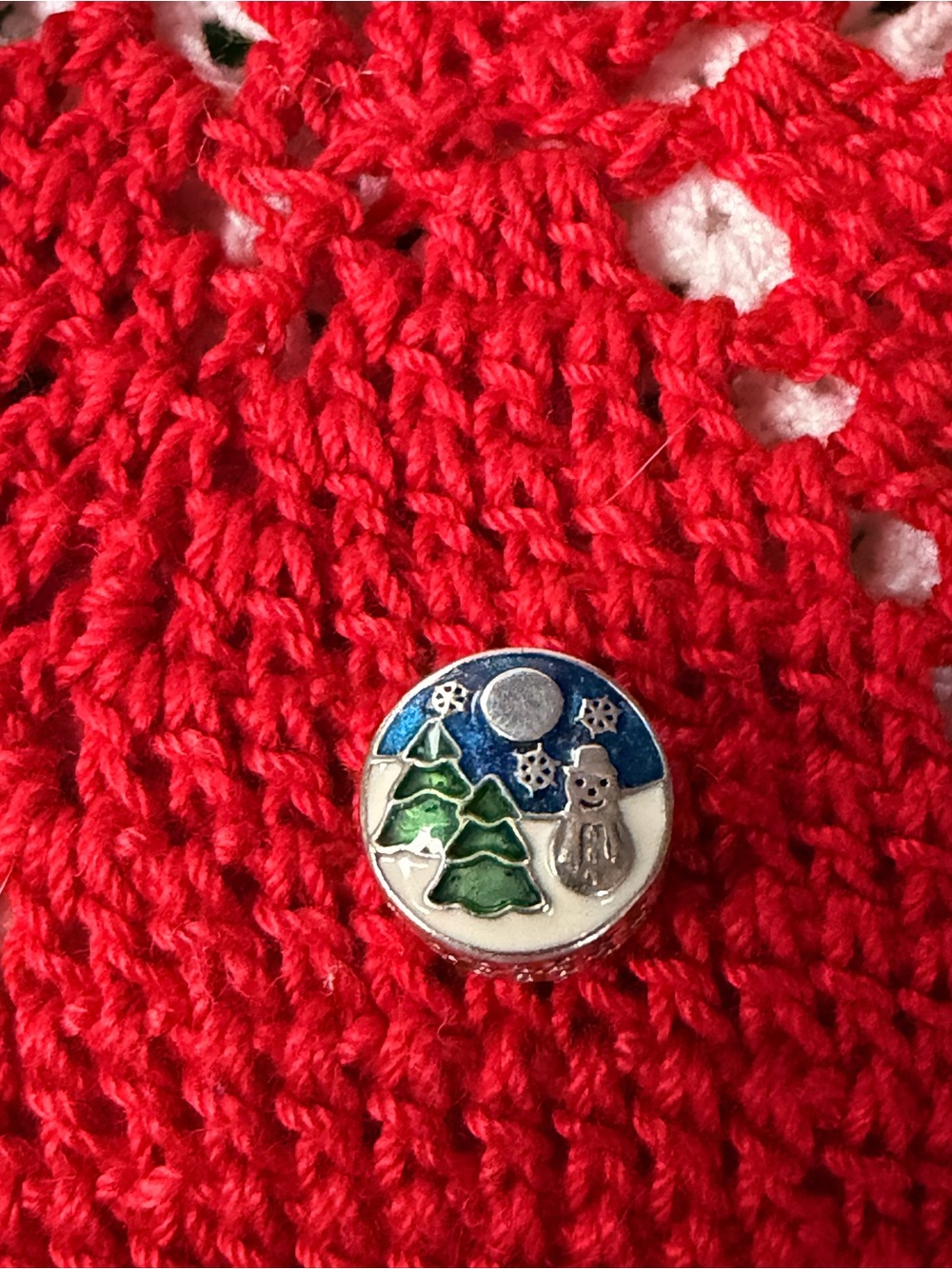 Retired Pandora Holiday Enamel Pin - Blue/Green Winter Scene